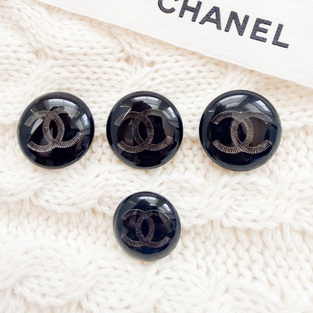 Chanel Black Domed CC Logo Buttons